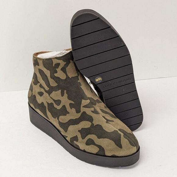 Lucky Brand Karmeya Ankle Boots, Green Camo, Women's 6 M - Picture 3 of 7